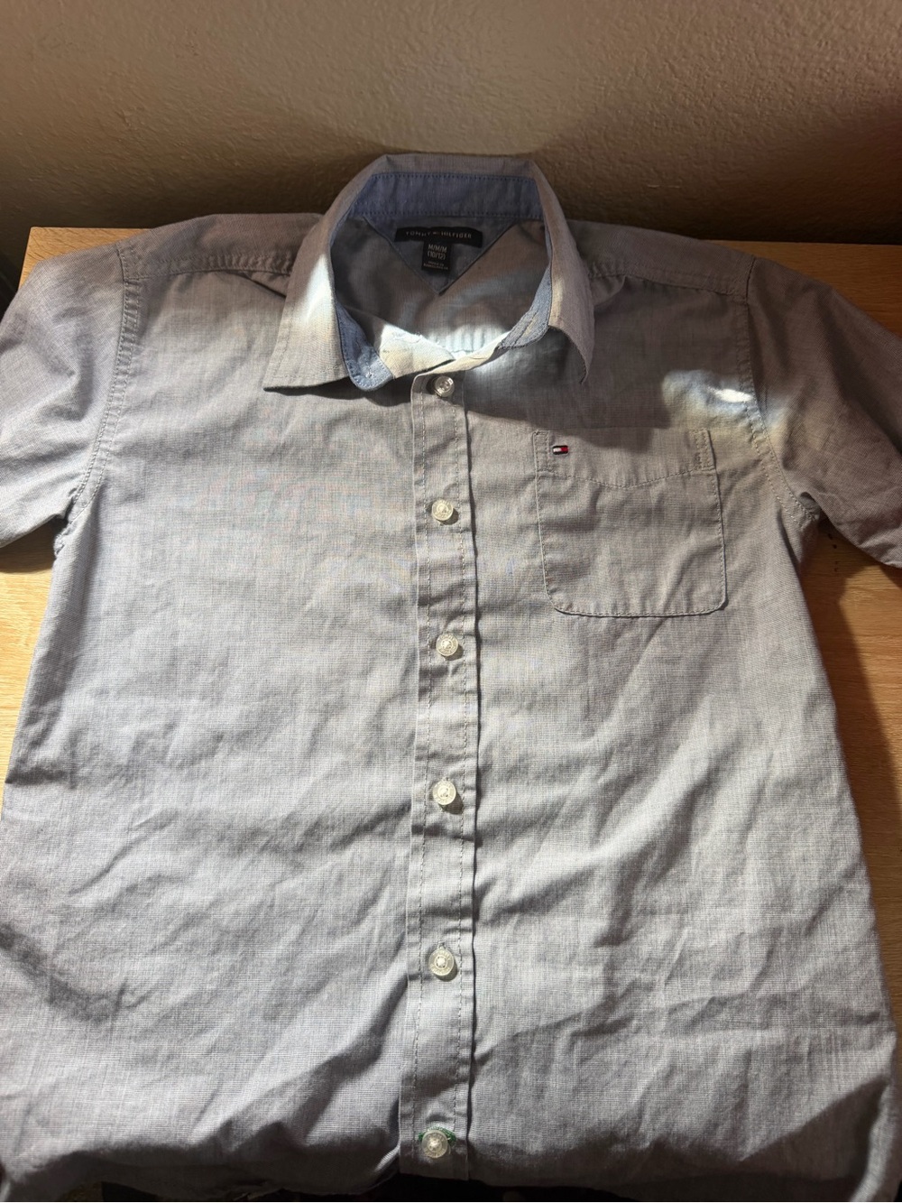 Tommy Hilfiger Kids Light Gray Short-Sleeve Button-Down Shirt